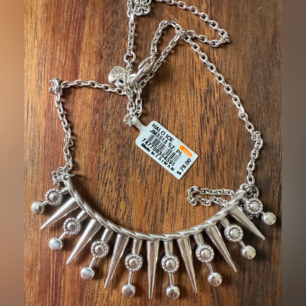 Brighton Silver Spike & Crystal Statement Necklace - Silver - Picture 5 of 5